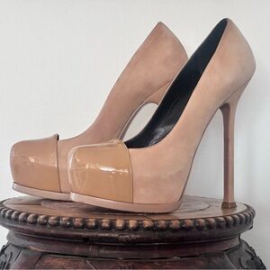 YSL suede and patent leather heels size 37.5 
Worn 4 times